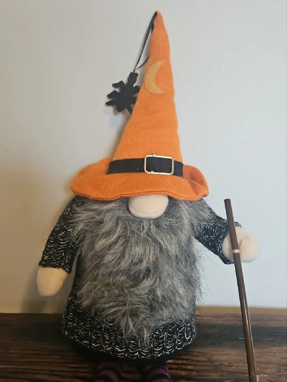 Halloween Gnome Doll with Orange Hat and Striped Legs
